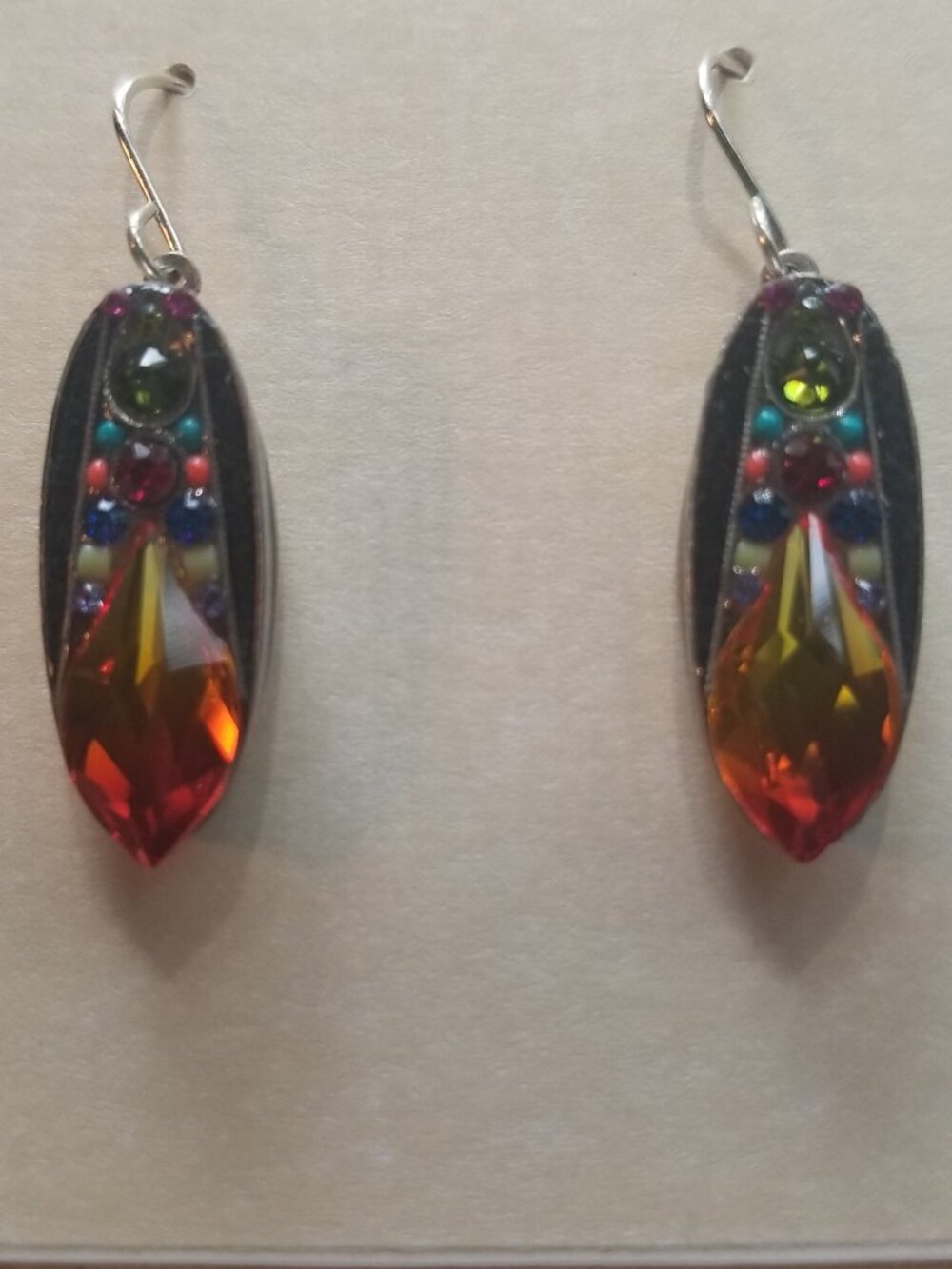 FIREFLY EARRINGS mosiac crystals and beaded - Picture 5 of 5